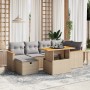 Set sofás de jardín 7 piezas y cojines ratán sintético beige en Conjuntos de jardín | Comprar online en Foru.es