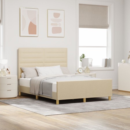 Cama de tela crema 140x190 cm de , Camas y somieres - Ref: Foro24-3344653, Precio: 242,85 €, Descuento: %