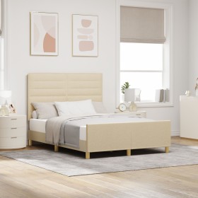 Estructura de Cama Crema 140x200 cm Tela de , Camas y somieres - Ref: Foro24-3344660, Precio: 221,76 €, Descuento: %
