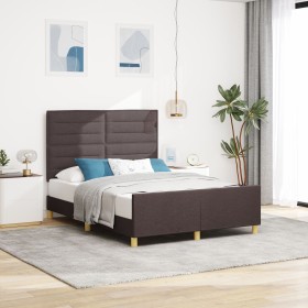 Cama Marrón Oscuro 160x200 cm Tela de , Camas y somieres - Ref: Foro24-3344665, Precio: 246,46 €, Descuento: %