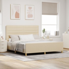 Cama en color crema - 180x200 cm de tela de , Camas y somieres - Ref: Foro24-3344674, Precio: 260,21 €, Descuento: %