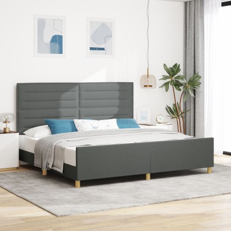 Estructura de Cama de Tela Gris Oscuro 200x200 cm de , Camas y somieres - Ref: Foro24-3344677, Precio: 277,76 €, Descuento: %