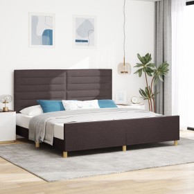 Marco de Cama Marrón Oscuro 200x200 cm Tela de , Camas y somieres - Ref: Foro24-3344679, Precio: 257,48 €, Descuento: %
