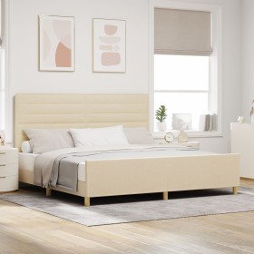 Estructura de Cama de Tela Crema 200x200 cm de , Camas y somieres - Ref: Foro24-3344681, Precio: 276,09 €, Descuento: %