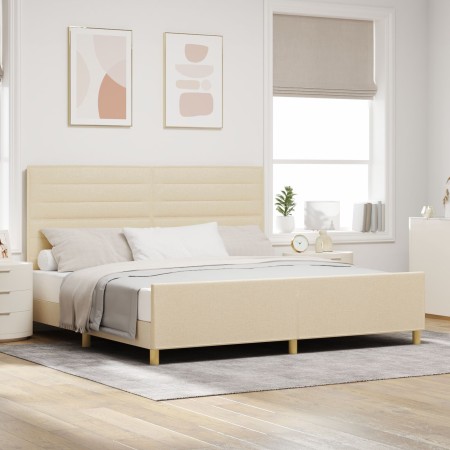 Estructura de Cama de Tela Crema 200x200 cm de , Camas y somieres - Ref: Foro24-3344681, Precio: 276,09 €, Descuento: %