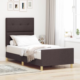 Estructura de cama marrón oscuro 90x190 cm Tela de , Camas y somieres - Ref: Foro24-3344693, Precio: 140,69 €, Descuento: %