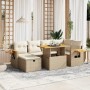 Set sofás de jardín 7 piezas y cojines ratán sintético beige en Conjuntos de jardín | Comprar online en Foru.es