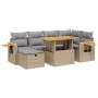 Set sofás de jardín 7 piezas y cojines ratán sintético beige en Conjuntos de jardín | Comprar online en Foru.es