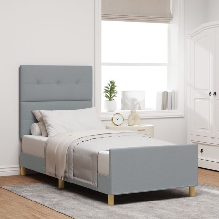 Cama Gris Claro 100x200 cm con Estructura de Tela de , Camas y somieres - Ref: Foro24-3344704, Precio: 160,60 €, Descuento: %