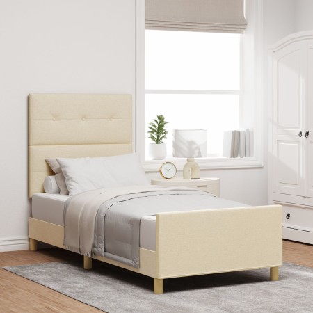 Estructura de Cama Crema 100x200 cm Tela de , Camas y somieres - Ref: Foro24-3344709, Precio: 141,68 €, Descuento: %
