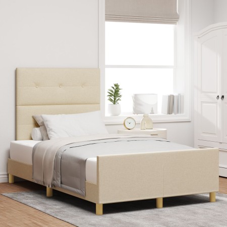 Cama en Crema, 120x190 cm, Hecha de Tela de , Camas y somieres - Ref: Foro24-3344716, Precio: 181,92 €, Descuento: %
