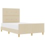 Cama en Crema, 120x190 cm, Hecha de Tela de , Camas y somieres - Ref: Foro24-3344716, Precio: 181,92 €, Descuento: %