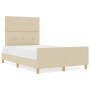 Cama en Crema, 120x190 cm, Hecha de Tela de , Camas y somieres - Ref: Foro24-3344716, Precio: 181,92 €, Descuento: %