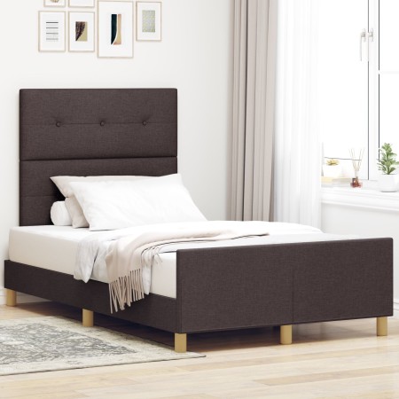 Estructura de cama Marrón oscuro 120x200 cm Tela de , Camas y somieres - Ref: Foro24-3344721, Precio: 168,78 €, Descuento: %