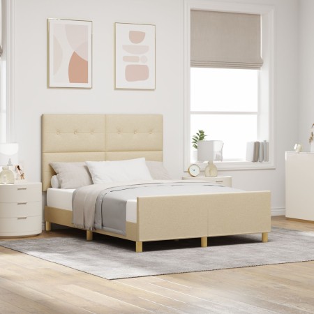 Estructura de Cama Crema 140x200 cm Tela de , Camas y somieres - Ref: Foro24-3344737, Precio: 226,58 €, Descuento: %