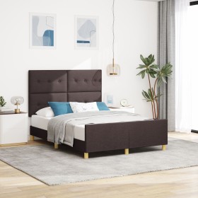 Estructura de Cama Marrón Oscuro 160x200 cm Tela de , Camas y somieres - Ref: Foro24-3344742, Precio: 245,97 €, Descuento: %