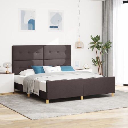 Estructura de Cama Marrón Oscuro 180x200 cm Tela de , Camas y somieres - Ref: Foro24-3344749, Precio: 258,31 €, Descuento: %