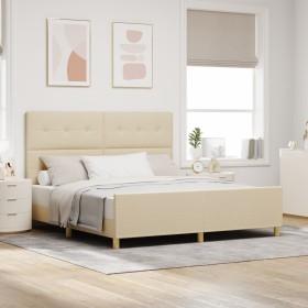 Estructura de Cama Crema 180x200 cm Tela de , Camas y somieres - Ref: Foro24-3344751, Precio: 257,20 €, Descuento: %
