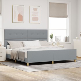 Estructura de Cama Gris Claro 200x200 cm Tela de , Camas y somieres - Ref: Foro24-3344753, Precio: 270,17 €, Descuento: %
