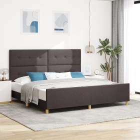 Estructura de cama en marrón oscuro 200x200 cm de tela de , Camas y somieres - Ref: Foro24-3344756, Precio: 269,66 €, Descuen...