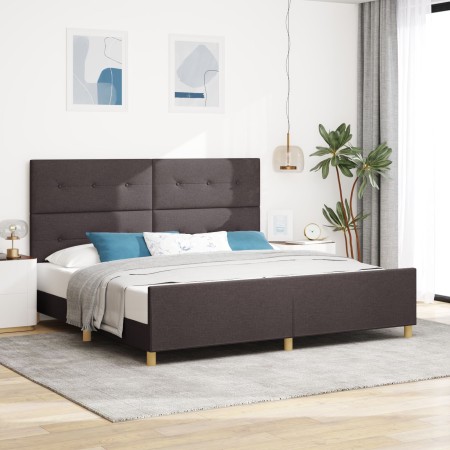 Estructura de cama en marrón oscuro 200x200 cm de tela de , Camas y somieres - Ref: Foro24-3344756, Precio: 269,66 €, Descuen...