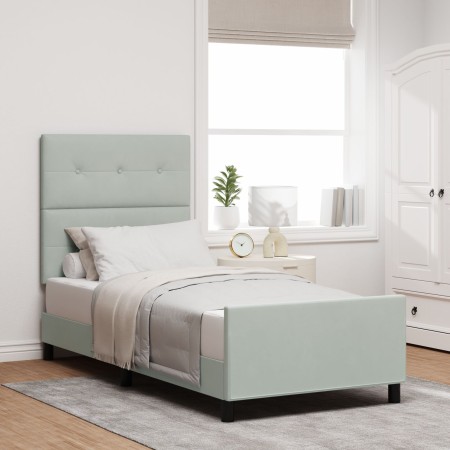 Estructura de Cama Gris Claro 90x190 cm Terciopelo de , Camas y somieres - Ref: Foro24-3344909, Precio: 154,94 €, Descuento: %