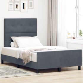 Estructura de cama Gris oscuro 120x190 cm Terciopelo de , Camas y somieres - Ref: Foro24-3344928, Precio: 173,11 €, Descuento: %