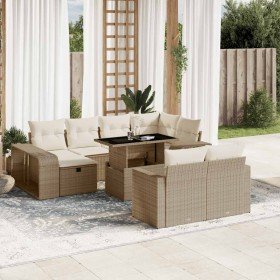 Set de sofás de jardín 11pzas con cojines ratán sintético beige en Conjuntos de jardín | Comprar online en Foru.es