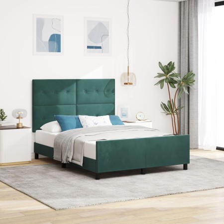 Estructura de cama de terciopelo verde oscuro 140x190 cm de , Camas y somieres - Ref: Foro24-3344942, Precio: 230,21 €, Descu...