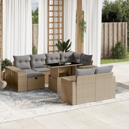 Set de sofás de jardín 11pzas con cojines ratán sintético beige en Conjuntos de jardín | Comprar online en Foru.es