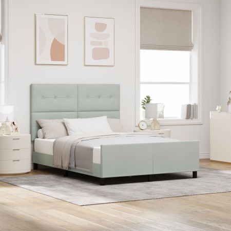 Estructura de Cama Gris Claro 140x200 cm Terciopelo de , Camas y somieres - Ref: Foro24-3344945, Precio: 222,47 €, Descuento: %