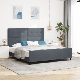 Estructura de Cama Gris Oscuro 180x200 cm Terciopelo de , Camas y somieres - Ref: Foro24-3344958, Precio: 241,50 €, Descuento: %