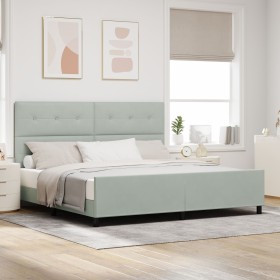 Estructura de cama Gris Claro 200x200 cm Terciopelo de , Camas y somieres - Ref: Foro24-3344963, Precio: 252,70 €, Descuento: %