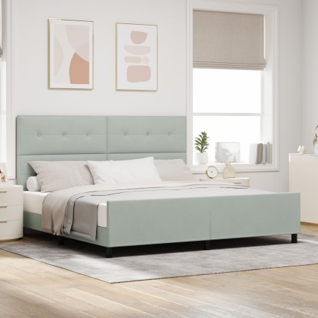 Estructura de cama Gris Claro 200x200 cm Terciopelo de , Camas y somieres - Ref: Foro24-3344963, Precio: 252,70 €, Descuento: %