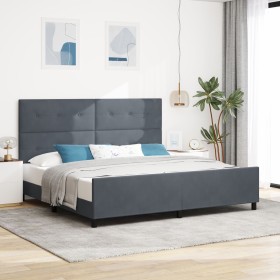 Estructura de Cama Gris Oscuro 200x200 cm Terciopelo de , Camas y somieres - Ref: Foro24-3344964, Precio: 253,20 €, Descuento: %