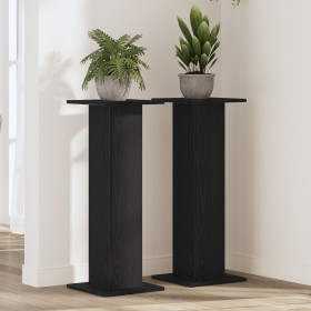 Soporte para plantas 2 pcs Negro Roble 30x30x80 cm Madera elaborada de , Soportes para macetas - Ref: Foro24-3345111, Precio:...