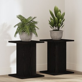 Soporte para Plantas 2 piezas Madera de Roble Negra 30x30x40 cm Madera Ingenierizada de , Soportes para macetas - Ref: Foro24...