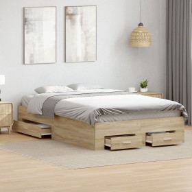 Estructura de cama sin colchón con cajones Doble de madera engineered de , Camas y somieres - Ref: Foro24-3345114, Precio: 19...