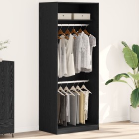 Armario Negro Roble 80x50x200 cm Madera Elaborada de , Armarios roperos - Ref: Foro24-3345119, Precio: 165,17 €, Descuento: %