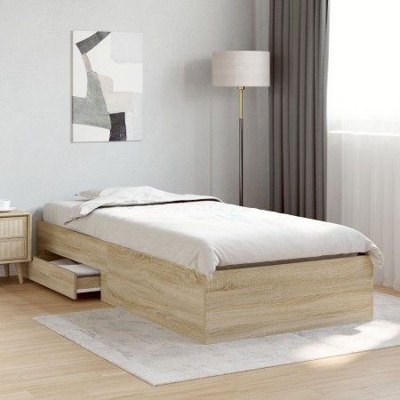 Estructura de Cama Sonoma Roble 90x190 cm Madera Elaborada de , Camas y somieres - Ref: Foro24-3345122, Precio: 135,77 €, Des...