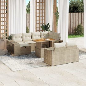 Set de sofás de jardín 11pzas con cojines ratán sintético beige en Conjuntos de jardín | Comprar online en Foru.es