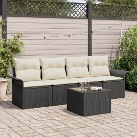 Juego de sofá de jardín de 5 piezas con cojines Negro Poliratán de , Sofás de exterior - Ref: Foro24-3345227, Precio: 314,55 ...