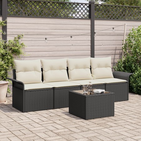 Juego de sofá de jardín de 5 piezas con cojines Negro Poliratán de , Sofás de exterior - Ref: Foro24-3345227, Precio: 314,55 ...
