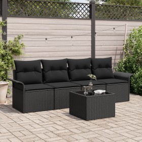 Juego de Sofás de Jardín de 5 Piezas con Cojines Ratán Negro de , Sofás de exterior - Ref: Foro24-3345233, Precio: 316,55 €, ...