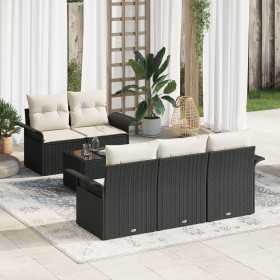 Set de Sofá de Jardín de 6 Piezas con Cojines Negro Poliratán de , Sofás de exterior - Ref: Foro24-3345237, Precio: 431,07 €,...