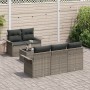 Conjunto de Sofás de Jardín Set de 6 Gris Rattan, Poliéster de , Sofás de exterior - Ref: Foro24-3345239, Precio: 443,21 €, D...