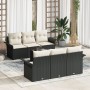 Conjunto de sofá de jardín de 7 piezas con cojines Negro Poliratán de , Sofás de exterior - Ref: Foro24-3345247, Precio: 476,...