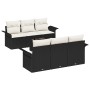 Conjunto de sofá de jardín de 7 piezas con cojines Negro Poliratán de , Sofás de exterior - Ref: Foro24-3345247, Precio: 476,...