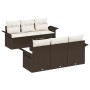 Conjunto de Sofá de Jardín de 7 Piezas con Cojines Marrón Poliratán de , Sofás de exterior - Ref: Foro24-3345248, Precio: 509...