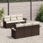 Conjunto de Sofá de Jardín de 7 Piezas con Cojines Marrón Poliratán de , Sofás de exterior - Ref: Foro24-3345248, Precio: 509...